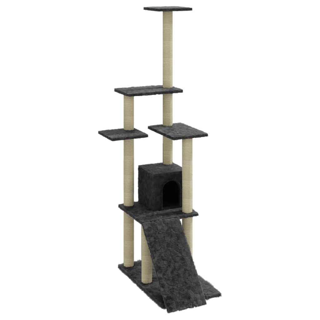 Vidaxl -Katzenmöbel mit Sisal -Kratzerpfosten 155 cm dunkelgrau