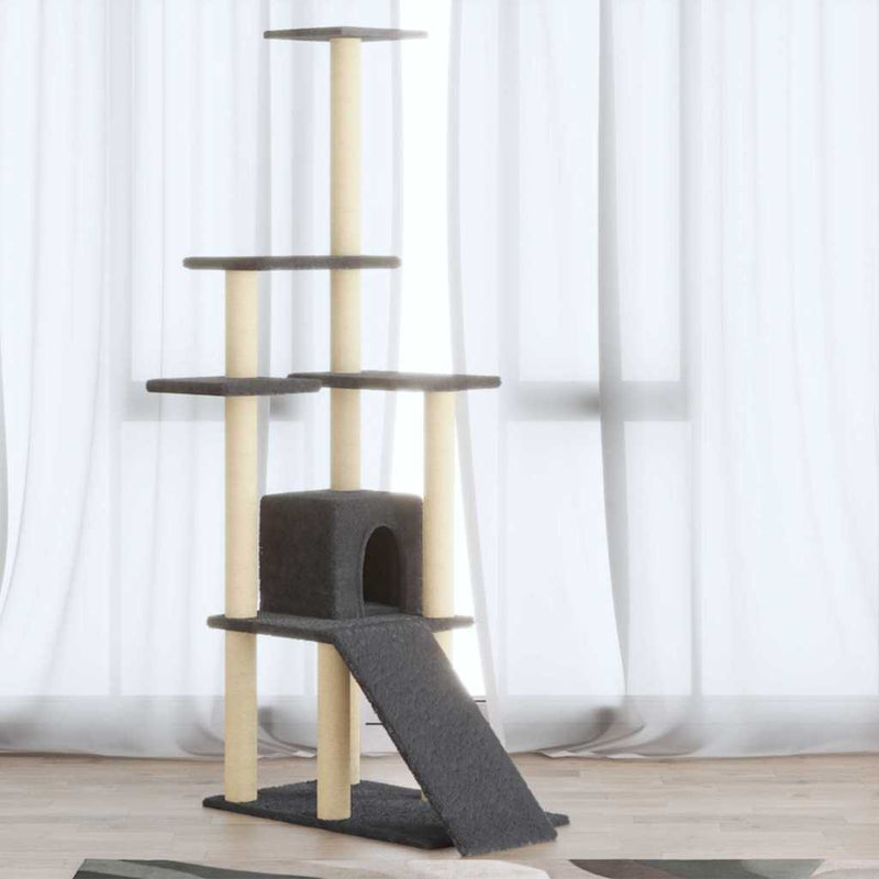 Vidaxl -Katzenmöbel mit Sisal -Kratzerpfosten 155 cm dunkelgrau