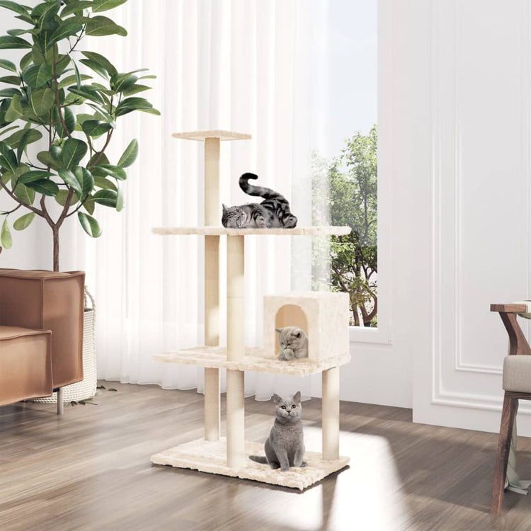 Vidaxl -Katzenmöbel mit Sisal -Kratzerpfosten 119 cm Creme -Colored