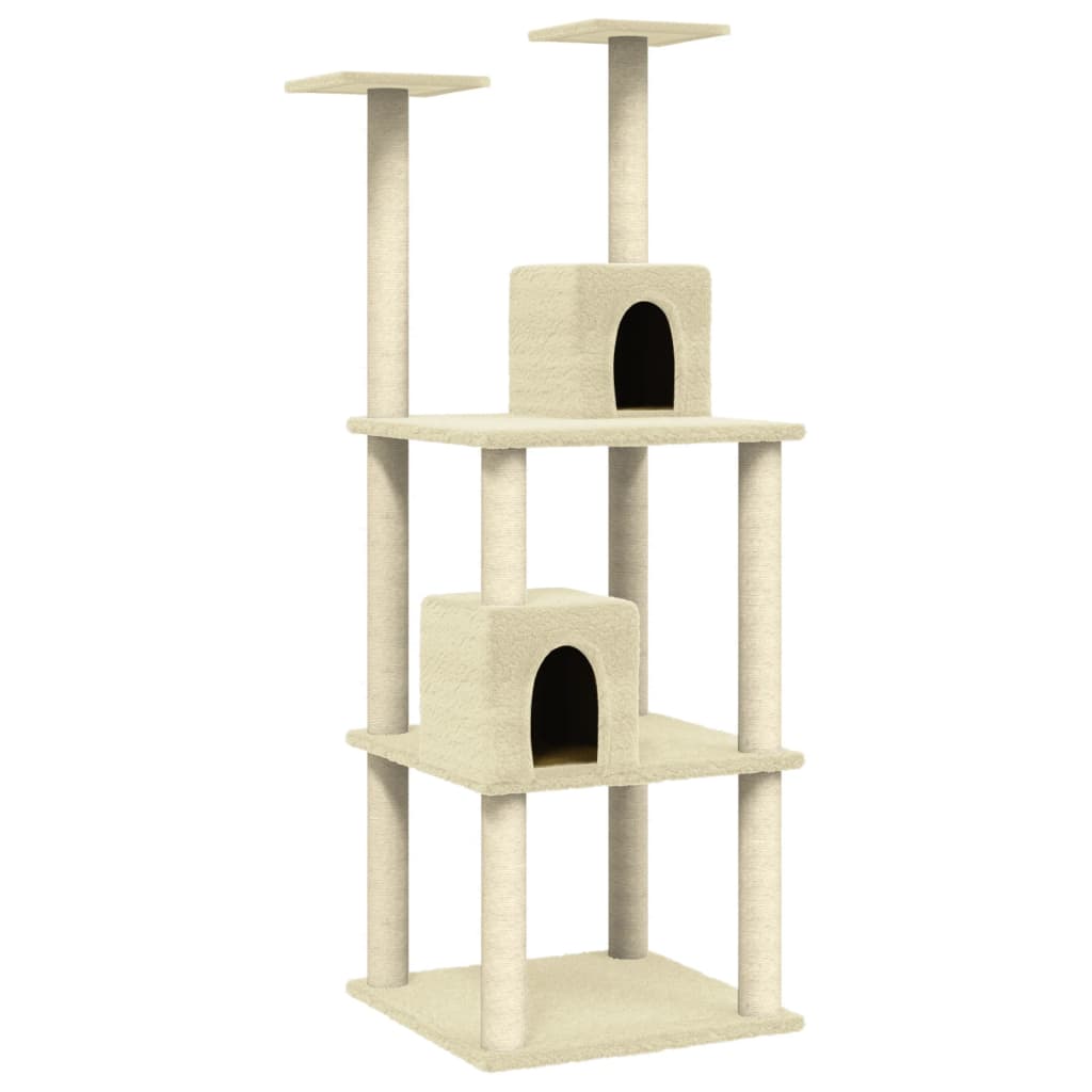 Vidaxl -Katzenmöbel mit Sisal -Kratzer -Pfosten 141 cm creme -gelenkt
