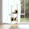 Vidaxl -Katzenmöbel mit Sisal -Kratzer -Pfosten 141 cm creme -gelenkt