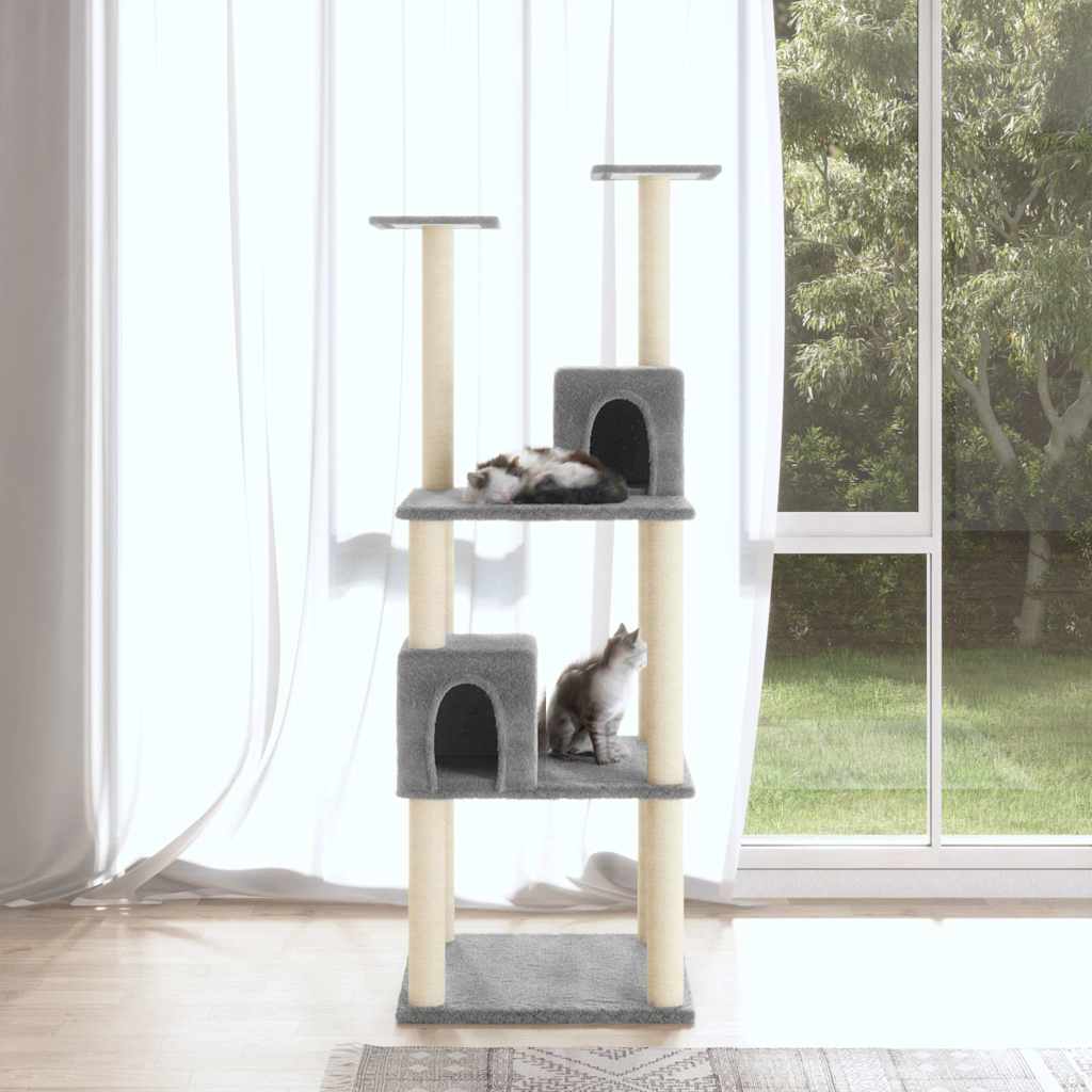 Vidaxl -Katzenmöbel mit Sisal -Kratzern 141 cm hellgrau
