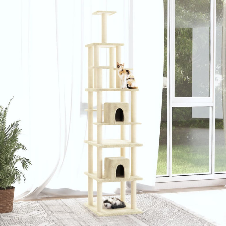 Vidaxl -Katzenmöbel mit Sisal -Kratzerpfosten 216 cm creme -gelenkt