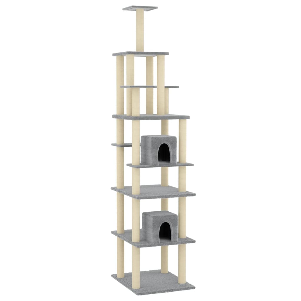Vidaxl -Katzenmöbel mit Sisal -Kratzerpfosten 216 cm hellgrau