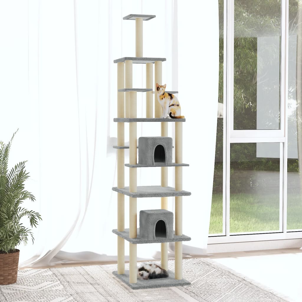 Vidaxl -Katzenmöbel mit Sisal -Kratzerpfosten 216 cm hellgrau