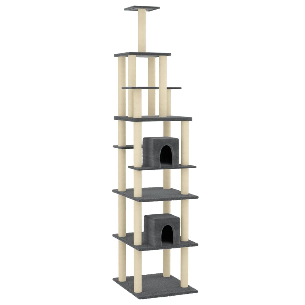 Vidaxl -Katzenmöbel mit Sisal -Kratzerpfosten 216 cm dunkelgrau