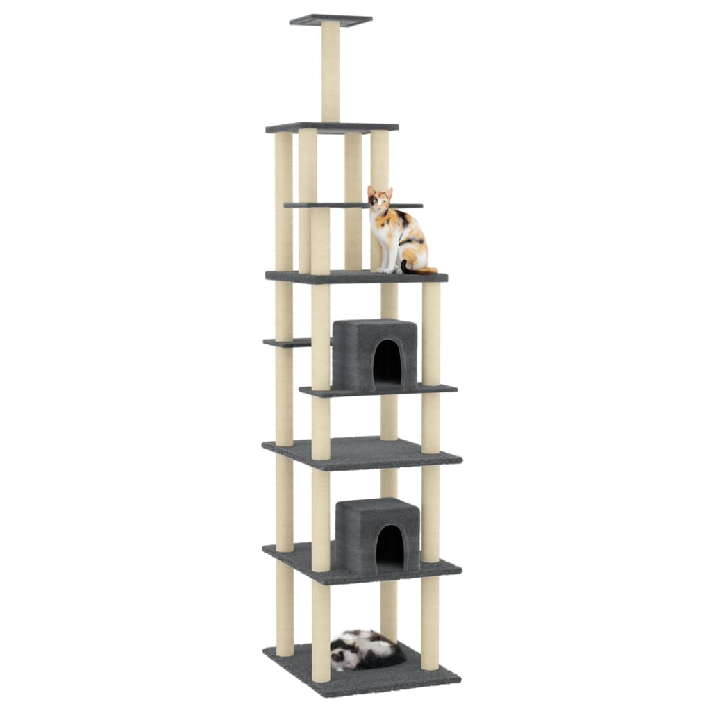 Vidaxl -Katzenmöbel mit Sisal -Kratzerpfosten 216 cm dunkelgrau
