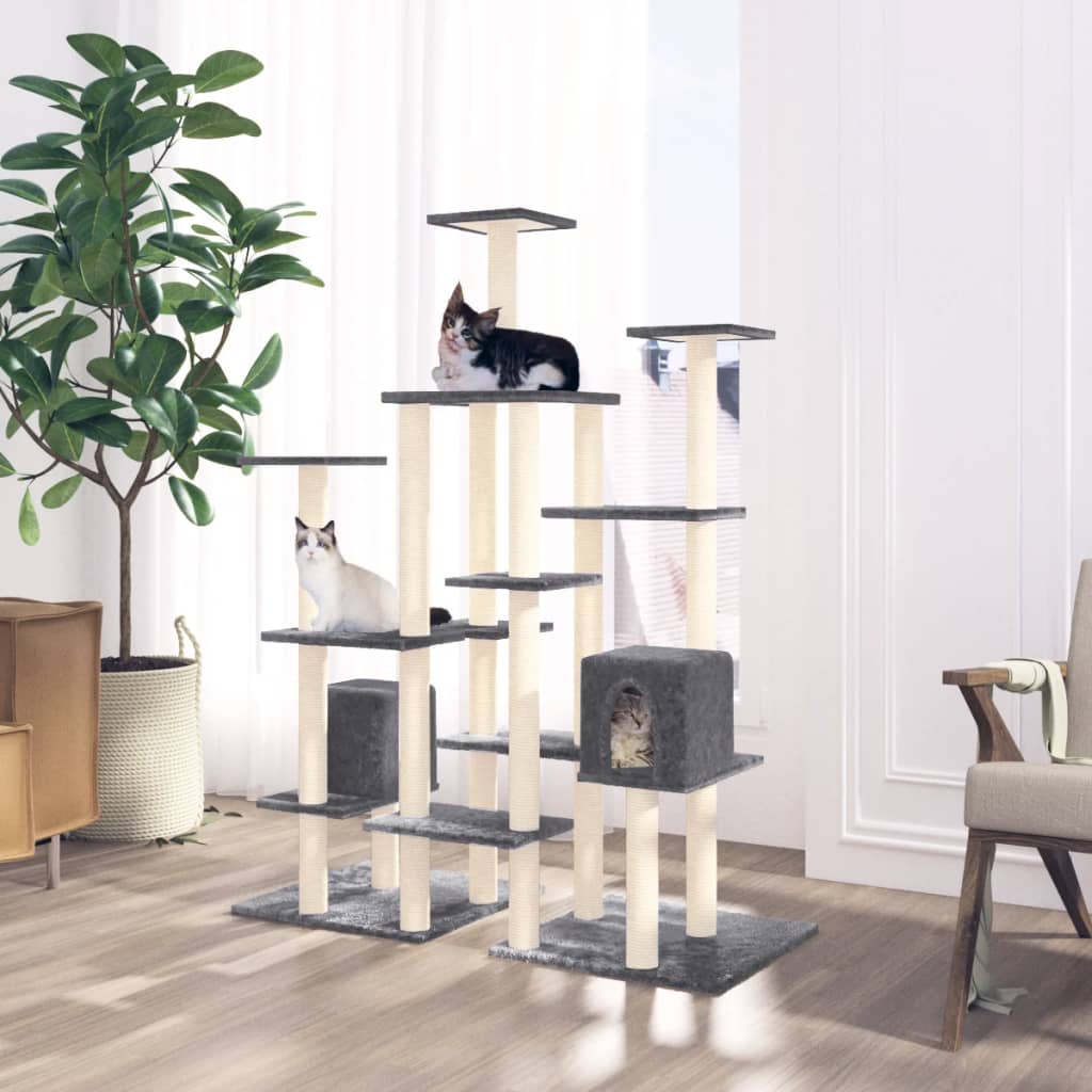 Vidaxl -Katzenmöbel mit Sisal -Kratzern 145 cm dunkelgrau