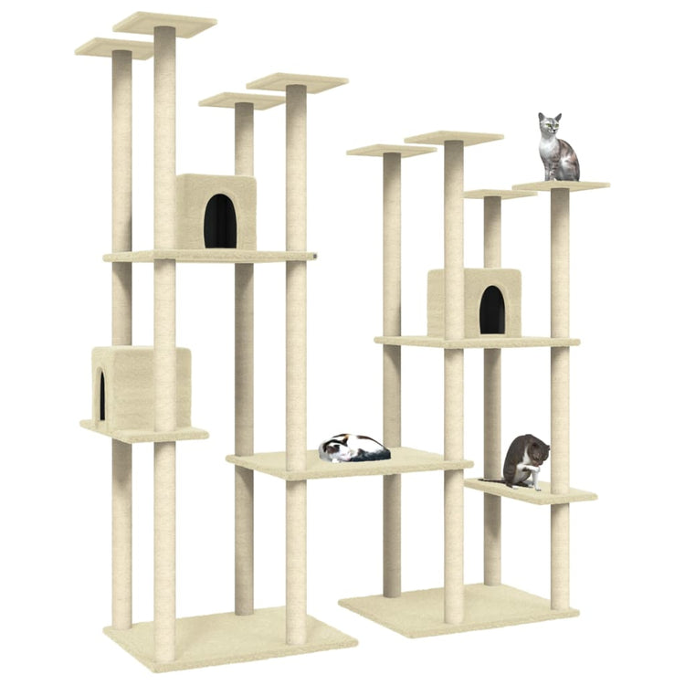 Vidaxl -Katzenmöbel mit Sisal -Kratzerposten 174 cm creme -gelenkt