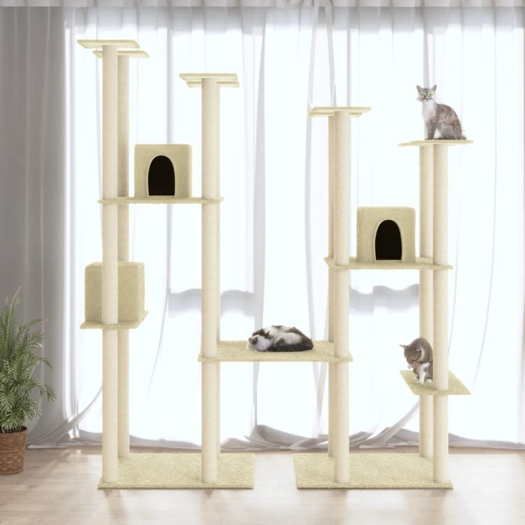 Vidaxl -Katzenmöbel mit Sisal -Kratzerposten 174 cm creme -gelenkt