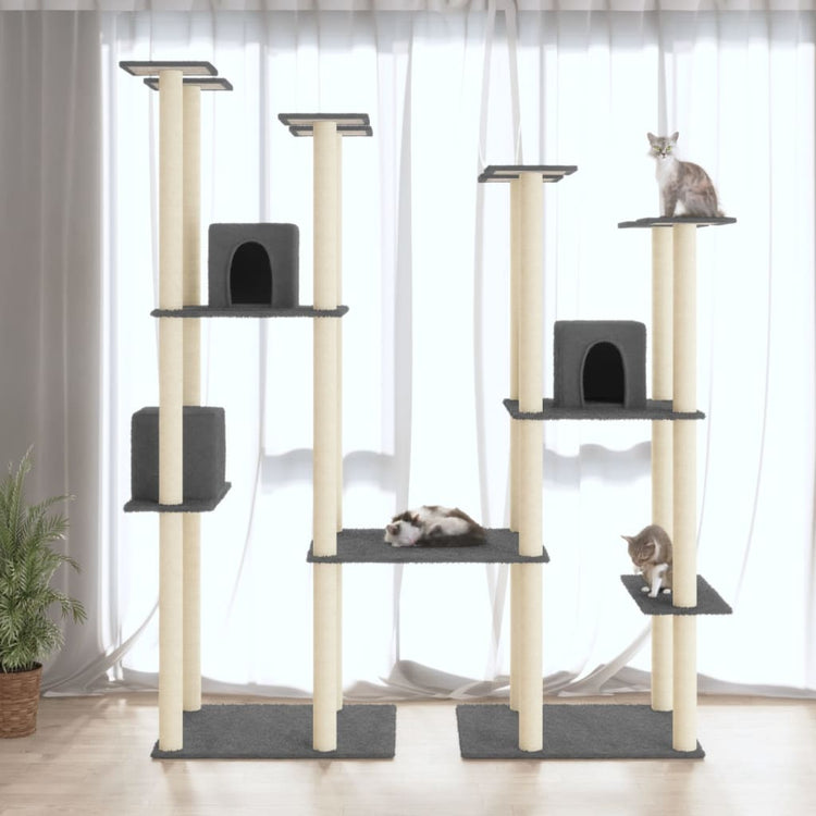 Vidaxl -Katzenmöbel mit Sisal -Kratzerpfosten 174 cm dunkelgrau