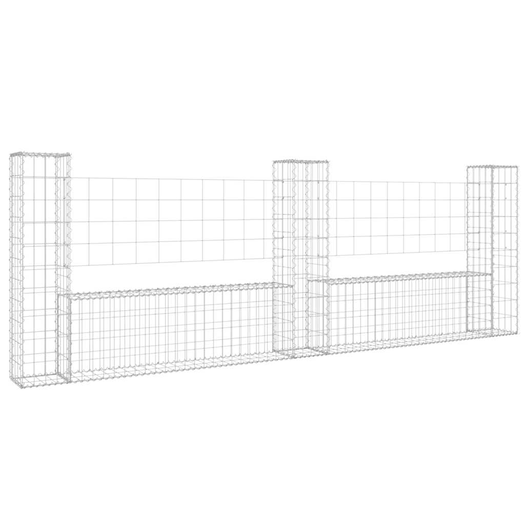 Vidaxl Schanskorf U-förmig mit 3 Pfosten 260x20x100 cm Eisen