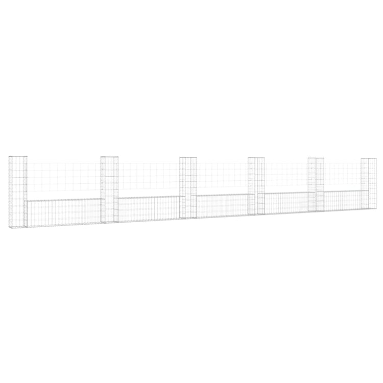 Vidaxl Schanskorf U-förmig mit 6 Pfosten 620x20x100 cm Eisen