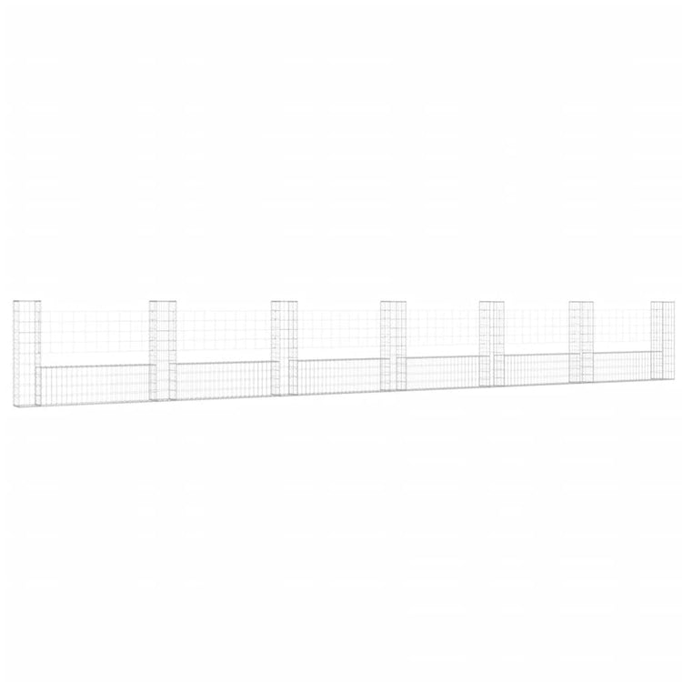 Vidaxl Schanskorf U-förmig mit 7 Pfosten 740x20x100 cm Eisen