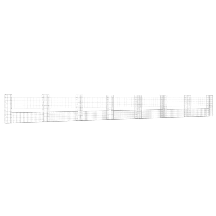 Vidaxl Schanskorf U-förmig mit 8 Pfosten 860x20x100 cm Eisen