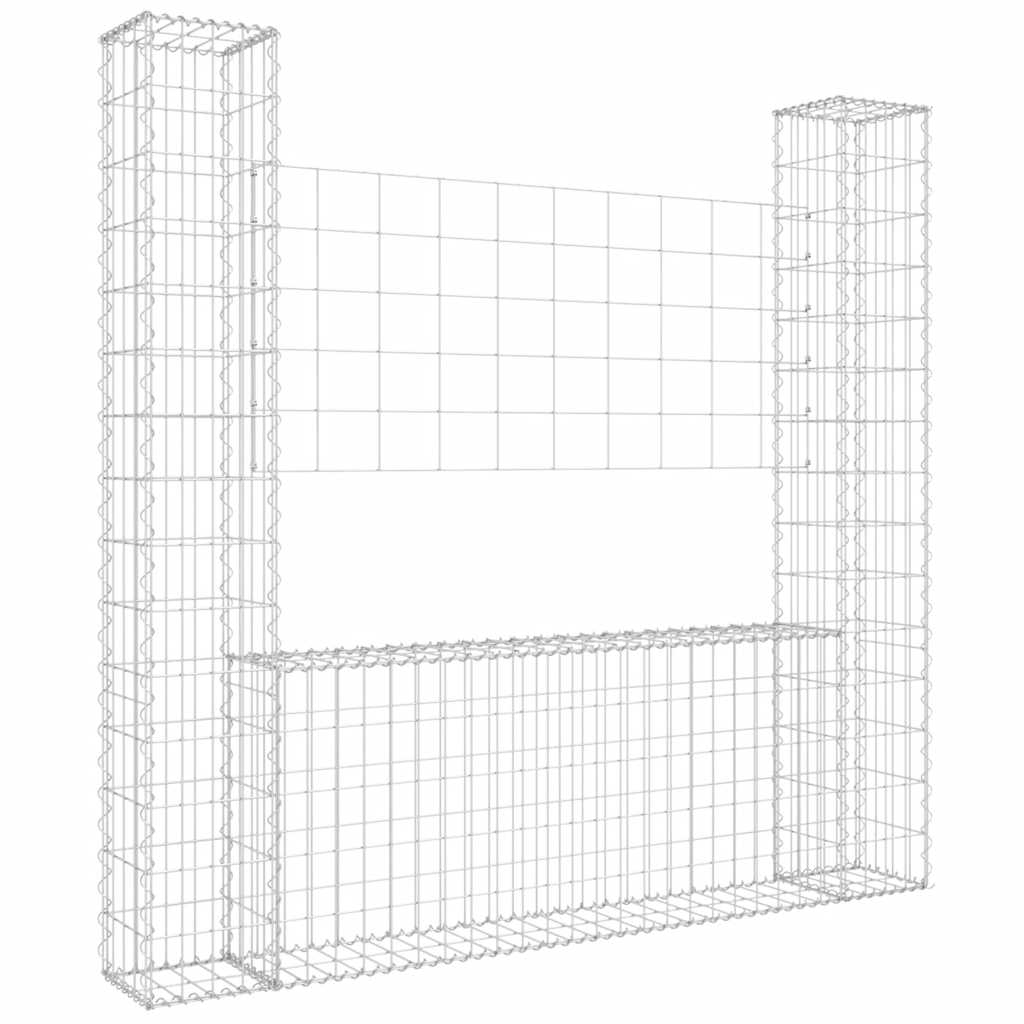 Vidaxl Schanskorf U-förmig mit 2 Pfosten 140x20x150 cm Eisen