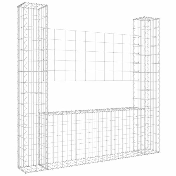 Vidaxl Schanskorf U-förmig mit 2 Pfosten 140x20x150 cm Eisen