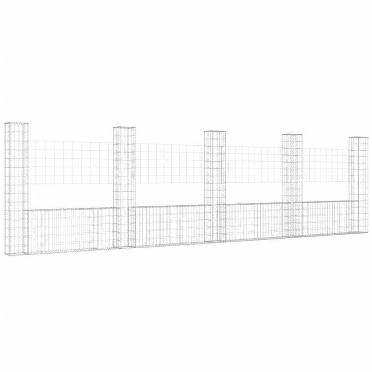 Vidaxl Schanskorf U-förmig mit 5 Pfosten 500x20x150 cm Eisen