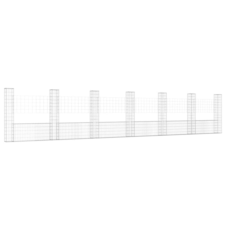 Vidaxl Schanskorf U-förmig mit 7 Pfosten 740x20x150 cm Eisen