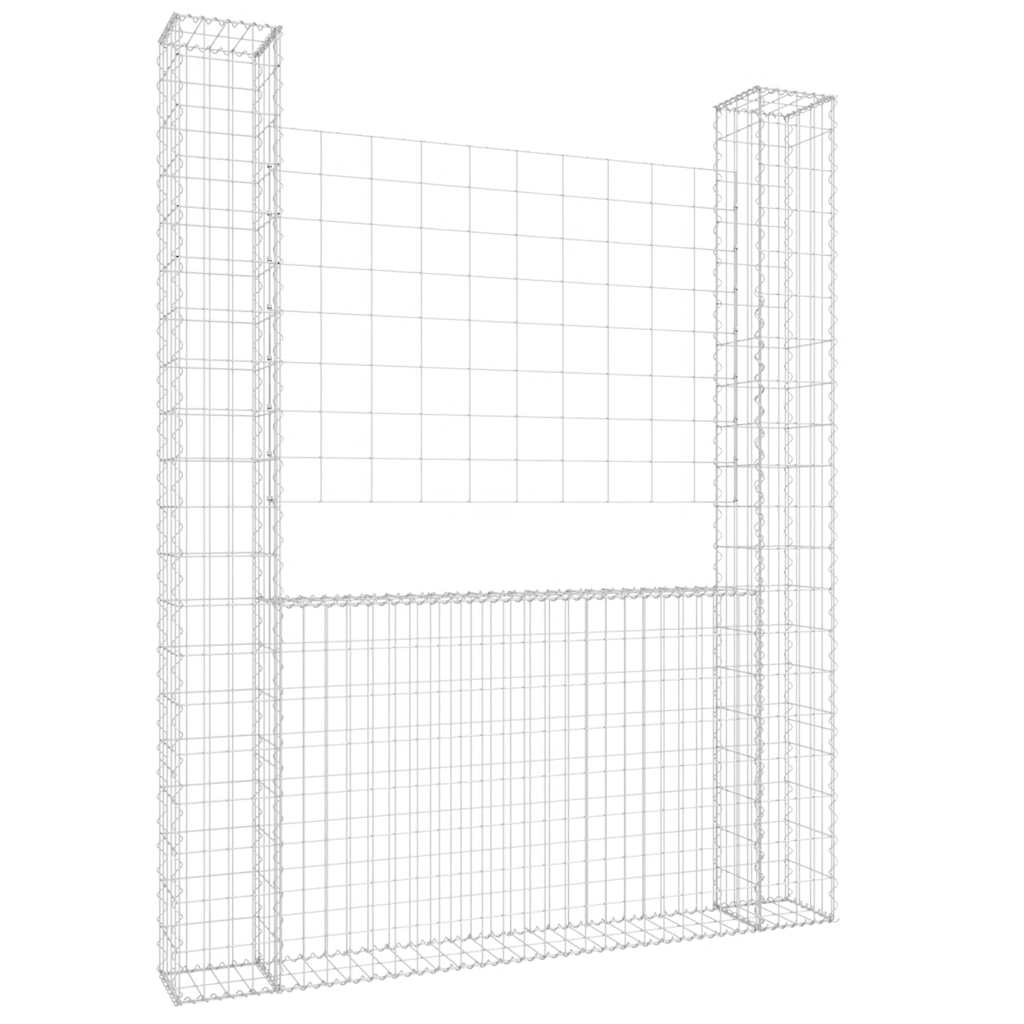 Vidaxx Gabione U-Form mit 2 Pfosten 140x20x200 cm Eisen