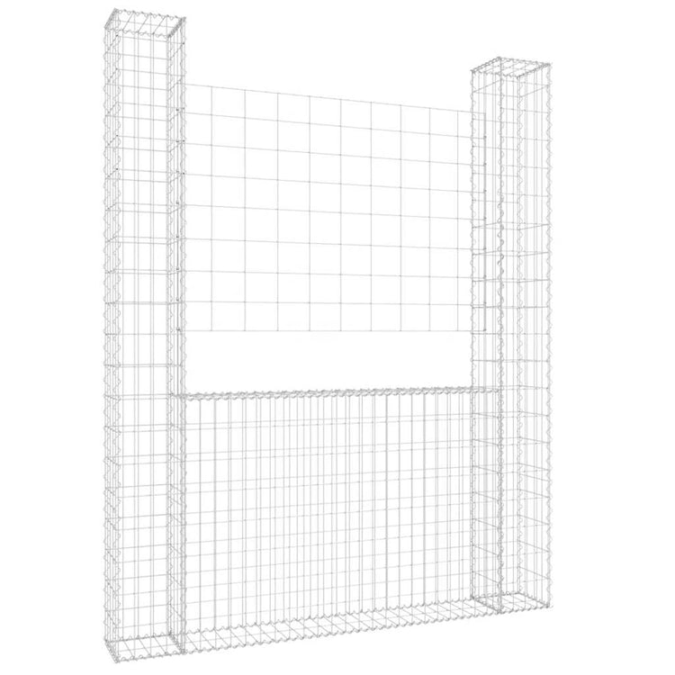 Vidaxx Gabione U-Form mit 2 Pfosten 140x20x200 cm Eisen