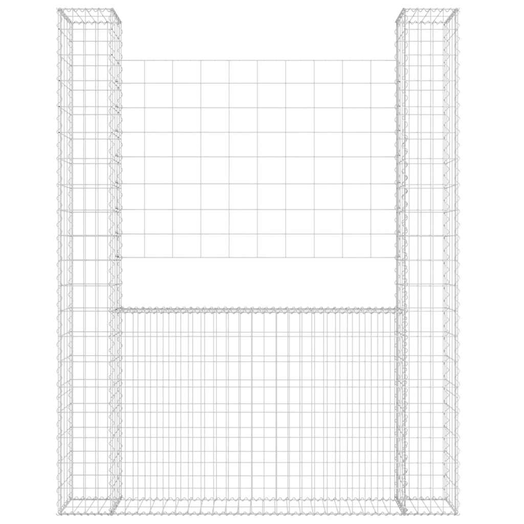 Vidaxx Gabione U-Form mit 2 Pfosten 140x20x200 cm Eisen