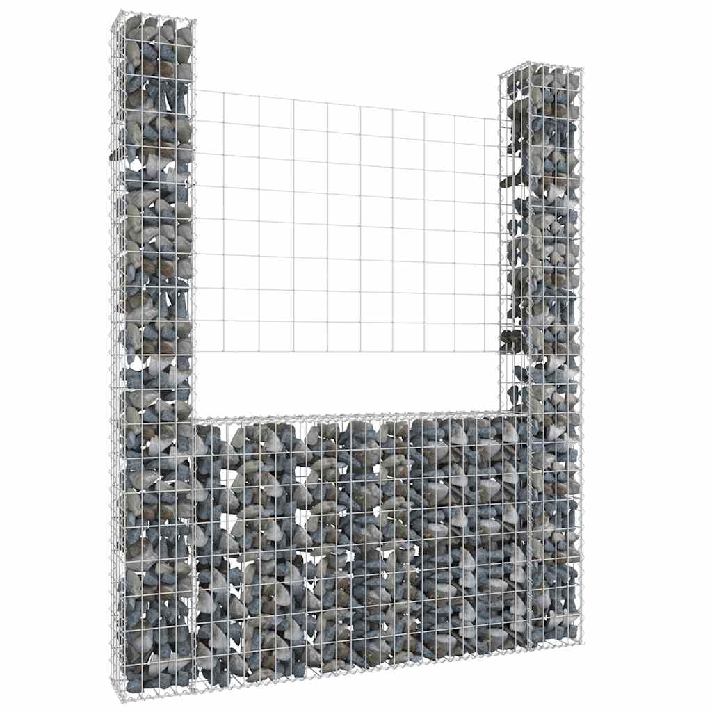 Vidaxx Gabione U-Form mit 2 Pfosten 140x20x200 cm Eisen