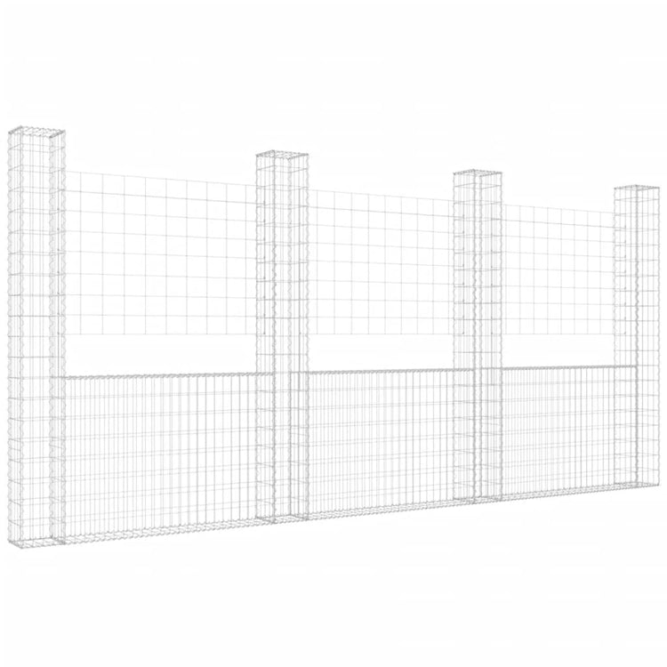 Vidaxl Schanskorf U-förmig mit 4 Pfosten 380x20x200 cm Eisen