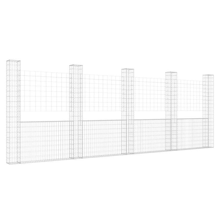 Vidaxl Schanskorf U-förmig mit 5 Pfosten 500x20x200 cm Eisen