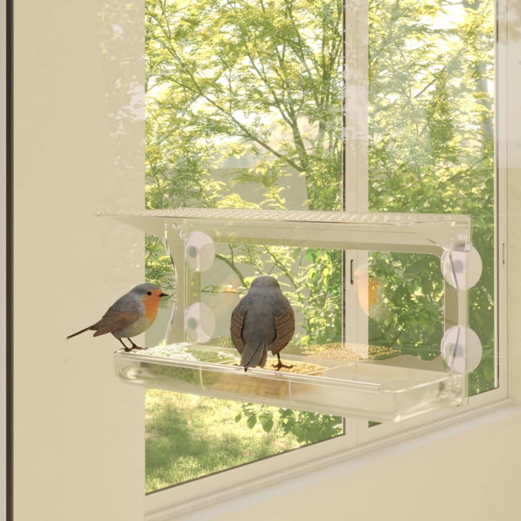 VIDAXL -Vogel -Feed -Behälter für Fenster 2 PCs 30x12x15 cm Acrylic