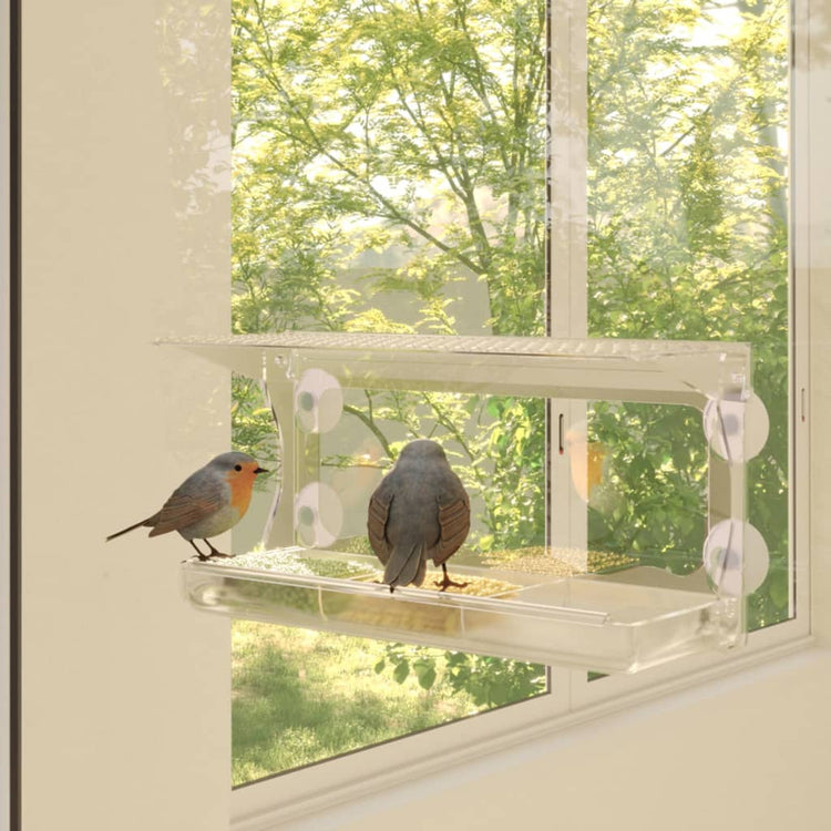 VIDAXL -Vogel -Feed -Behälter für Fenster 2 PCs 30x12x15 cm Acrylic