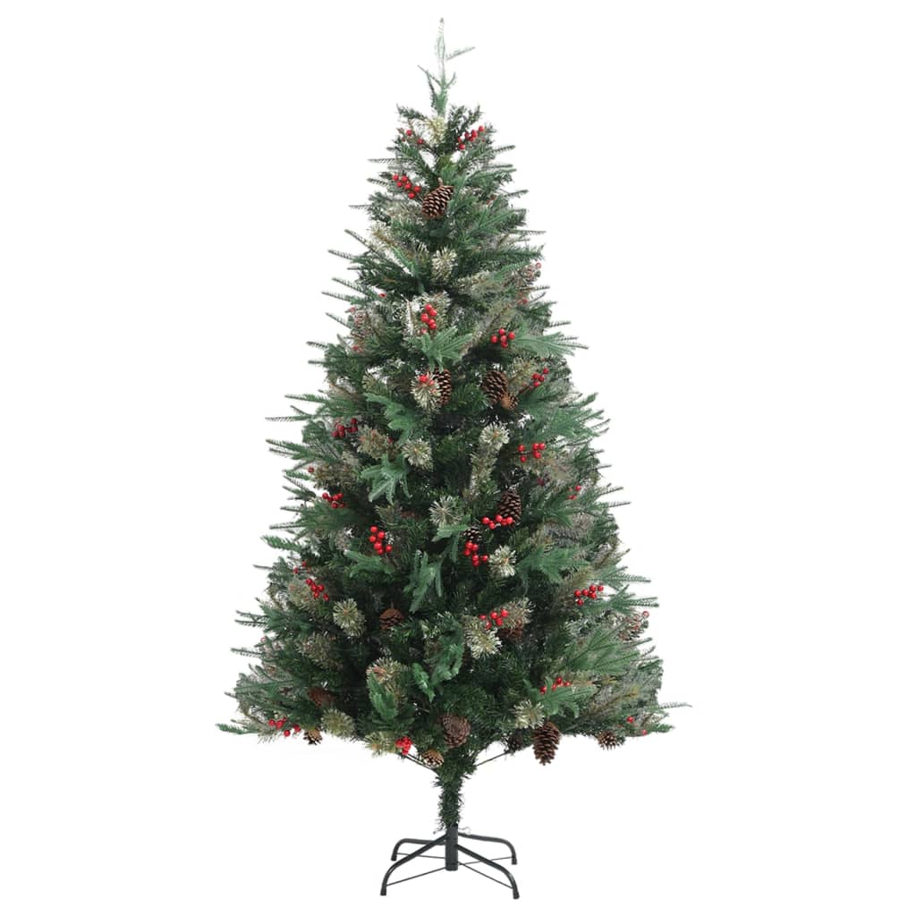 Vidaxl Weihnachtsbaum mit Kiefernkegeln 195 cm PVC und PE Green