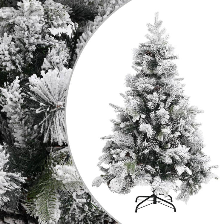 Vidaxl Weihnachtsbaum mit Kiefernkegeln und Schnee 150 cm PVC und PE