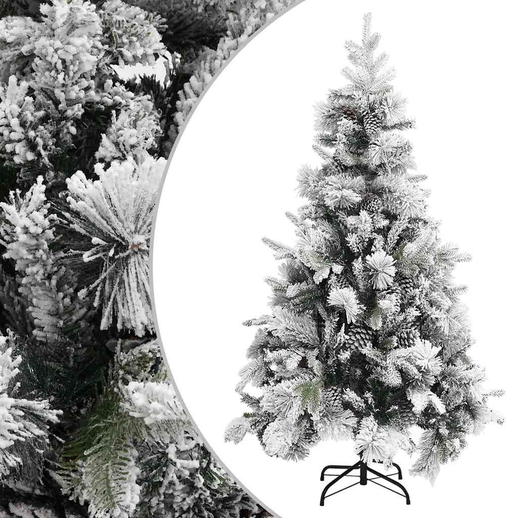 Vidaxl Weihnachtsbaum mit Kiefernkegeln und Schnee 195 cm PVC und PE