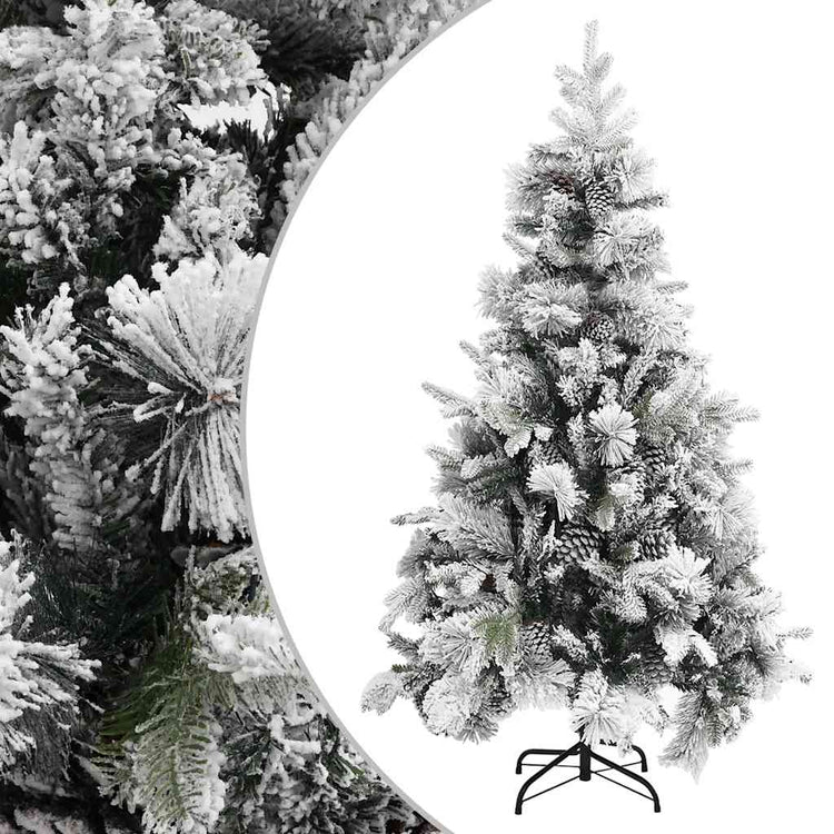 Vidaxl Weihnachtsbaum mit Kiefernkegeln und Schnee 195 cm PVC und PE