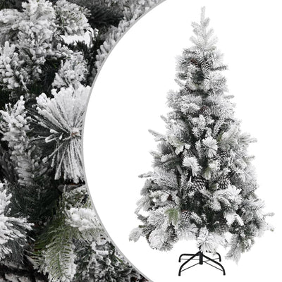 Vidaxl Weihnachtsbaum mit Kiefernkegeln und Schnee 225 cm PVC und PE