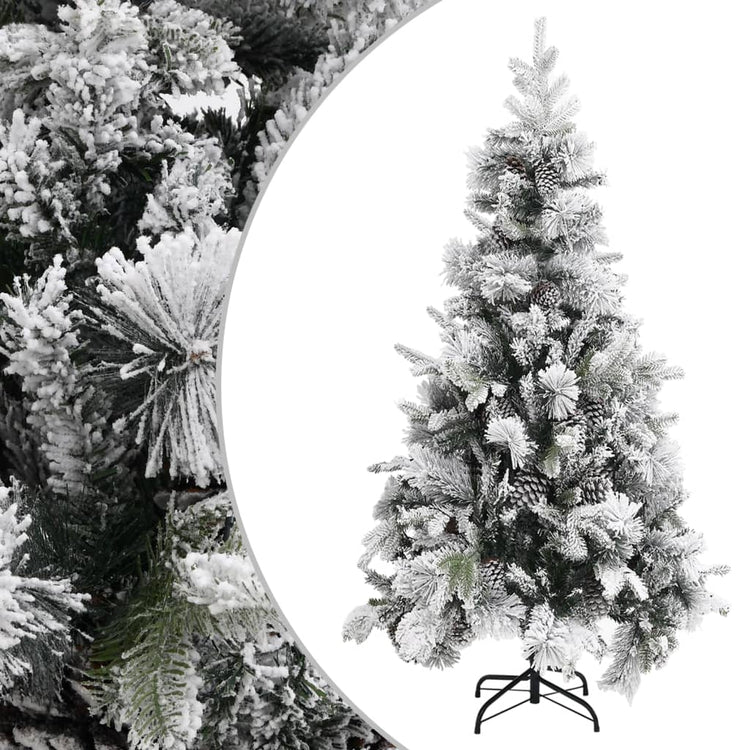 Vidaxl Weihnachtsbaum mit Kiefernkegeln und Schnee 225 cm PVC und PE