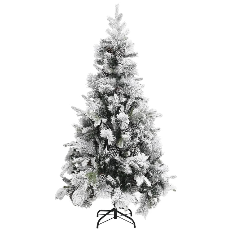 Vidaxl Weihnachtsbaum mit Kiefernkegeln und Schnee 225 cm PVC und PE