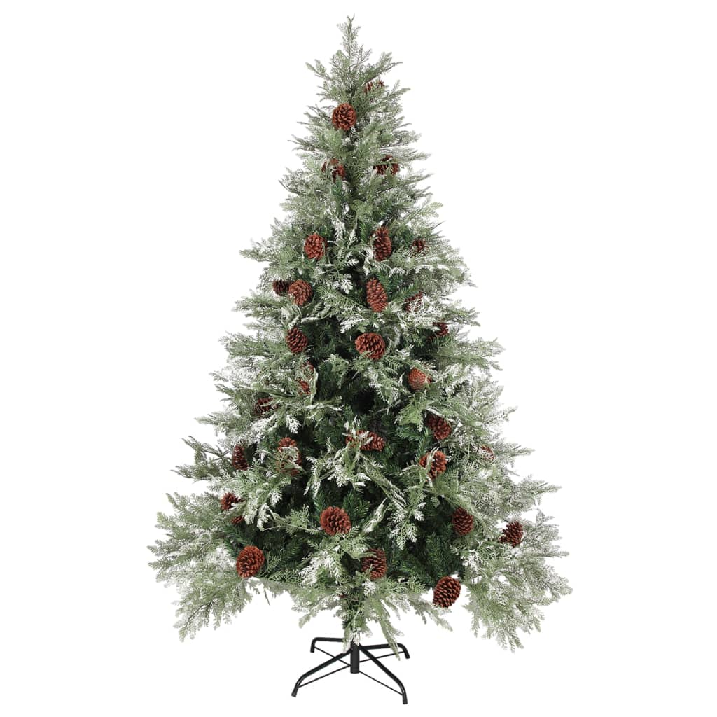 Vidaxl Weihnachtsbaum mit Kiefernkegeln 120 cm PVC und PE grün und weiß