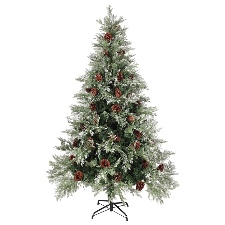 Vidaxl Weihnachtsbaum mit Kiefernkegeln 120 cm PVC und PE grün und weiß