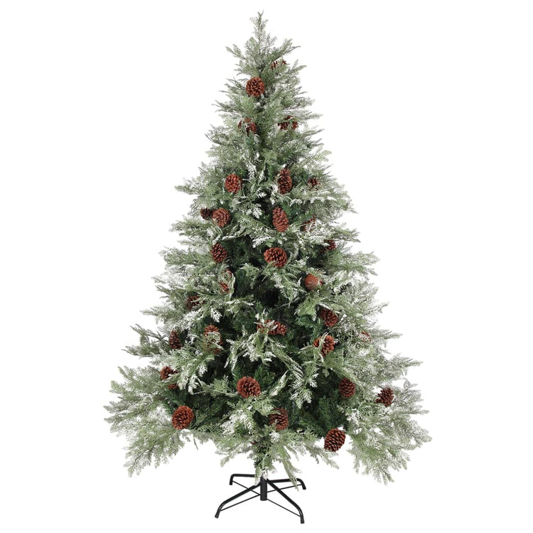 Vidaxl Weihnachtsbaum mit Kiefernkegel 150 cm PVC und PE grün und weiß