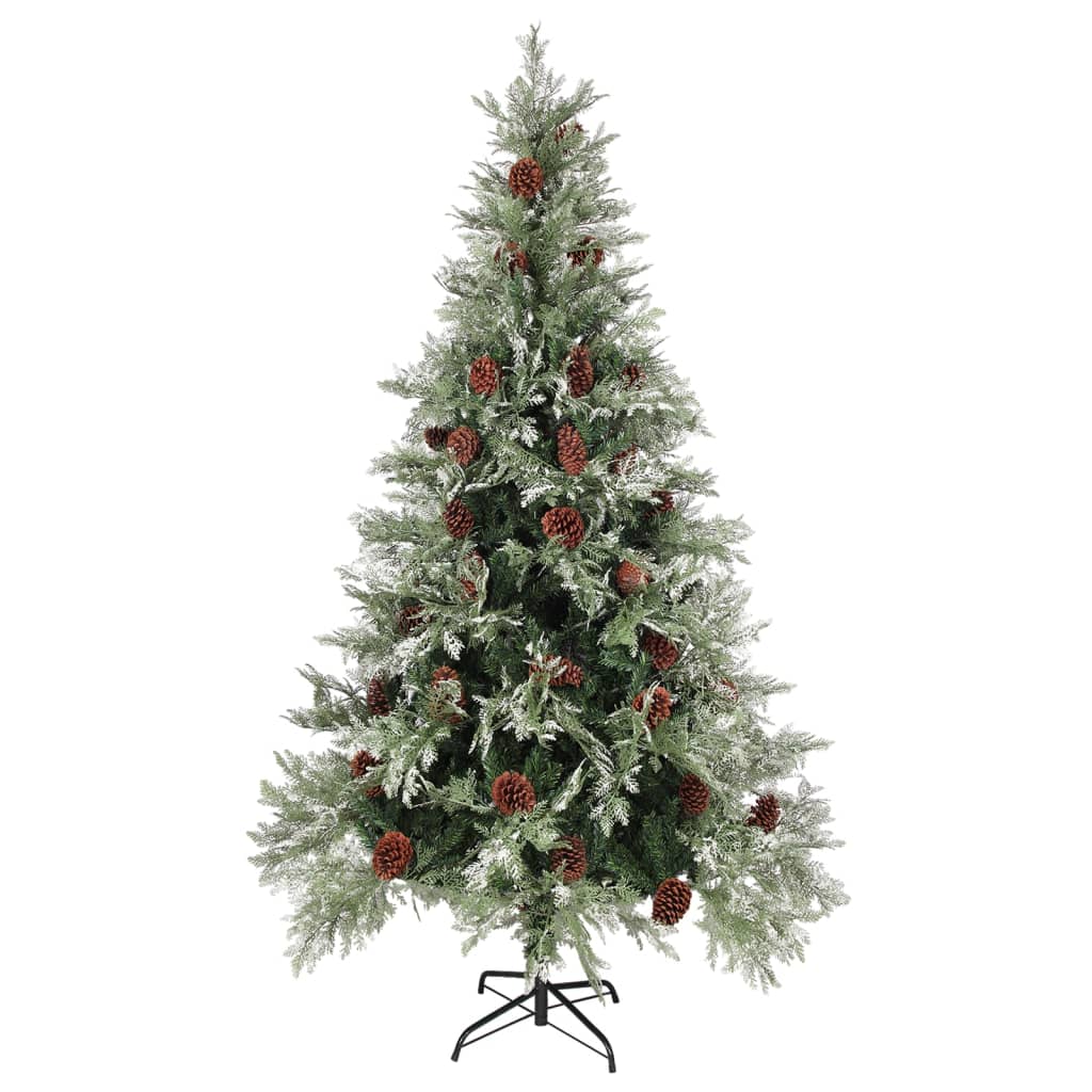 Vidaxl Weihnachtsbaum mit Kiefernkegeln 195 cm PVC und PE grün und weiß