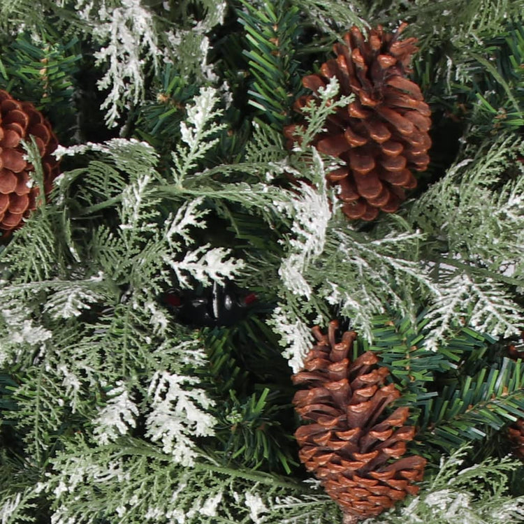 Vidaxl Weihnachtsbaum mit Kiefernkegeln 195 cm PVC und PE grün und weiß