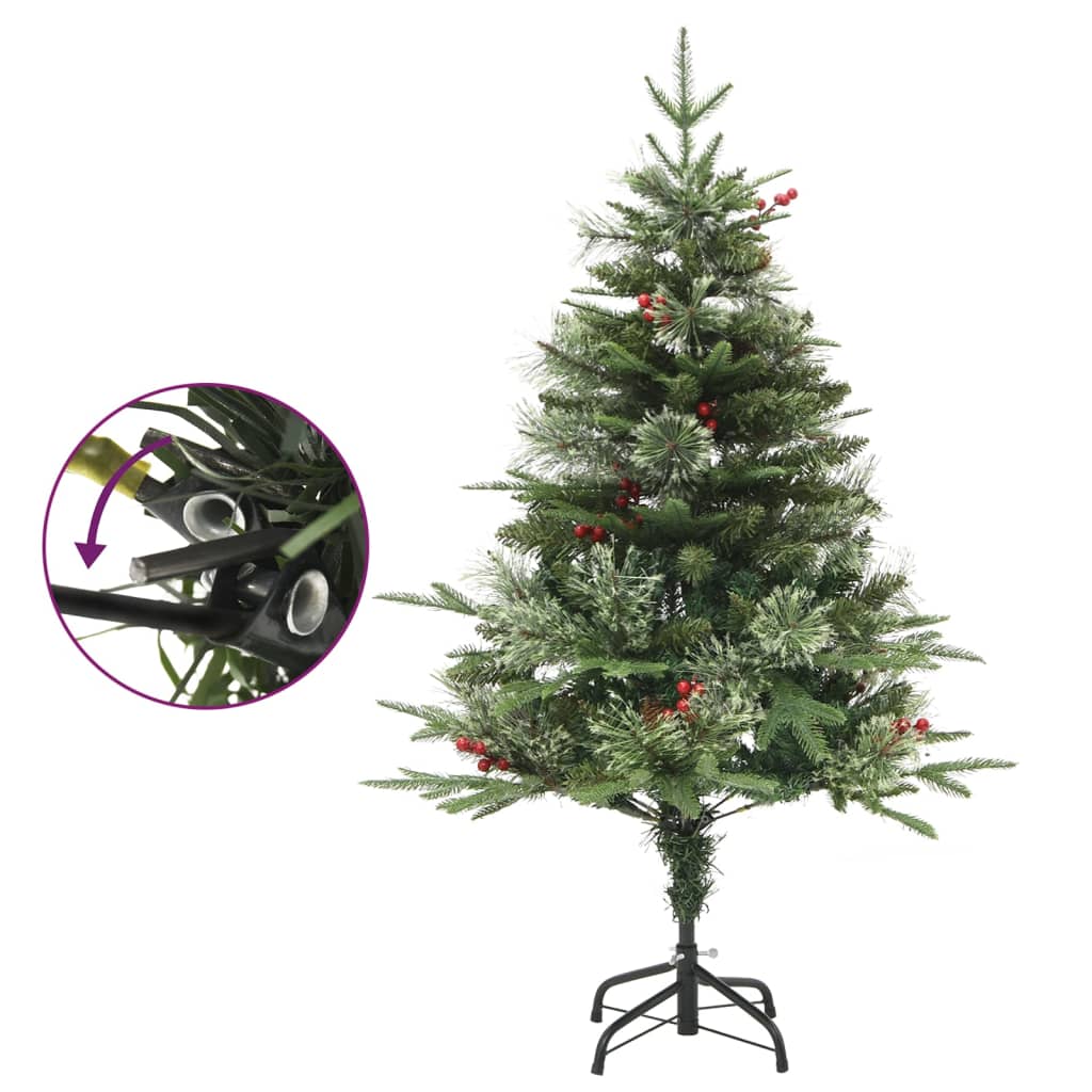 Vidaxl Weihnachtsbaum mit LED- und Kiefernkegeln 120 cm PVC und PE Green