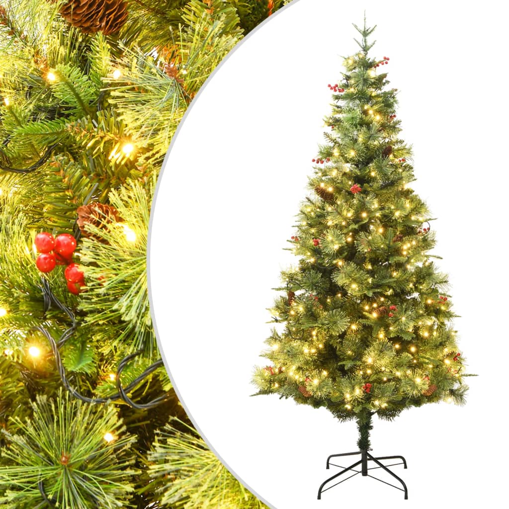 Vidaxl Weihnachtsbaum mit LED- und Kiefernkegeln 150 cm PVC und PE Green