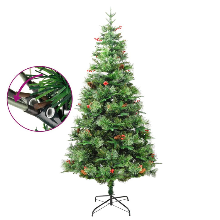 Vidaxl Weihnachtsbaum mit LED- und Kiefernkegel 225 cm PVC und PE Green