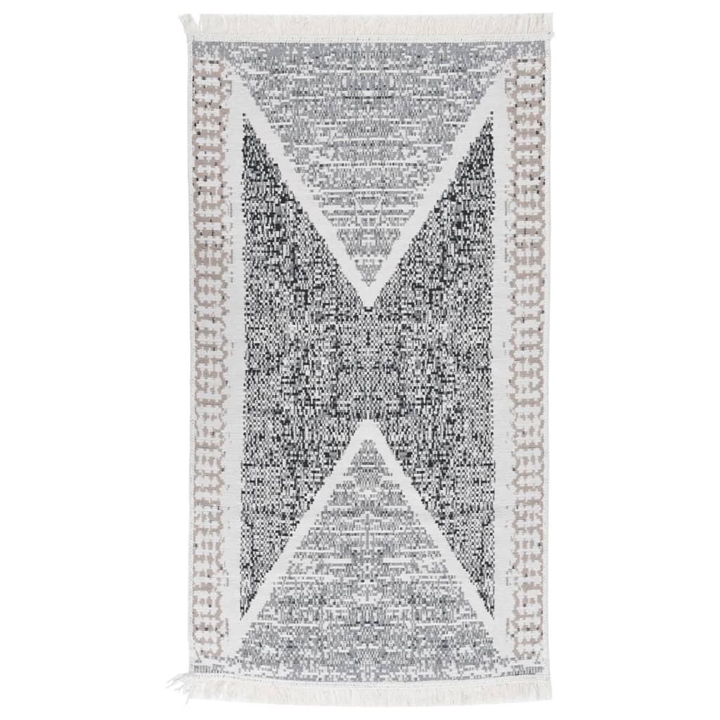 Vidaxl Teppich 120x180 cm Baumwollschwarz und Grau