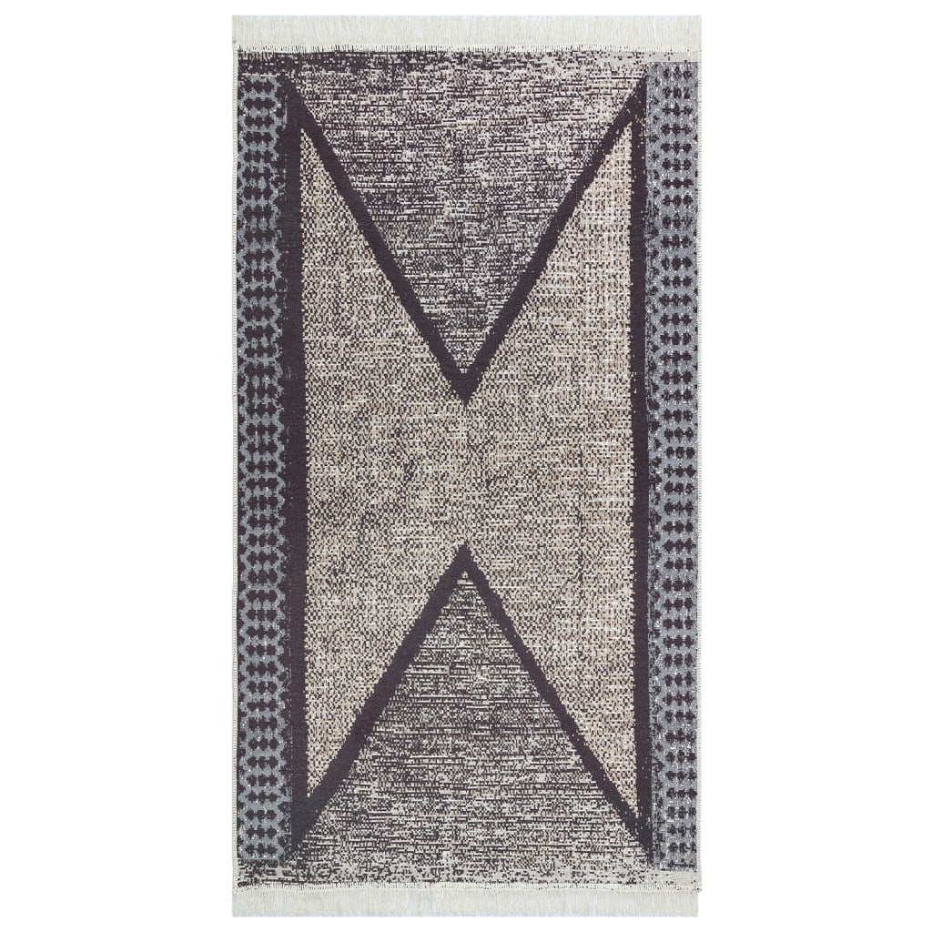 Vidaxl Teppich 120x180 cm Baumwollschwarz und Grau