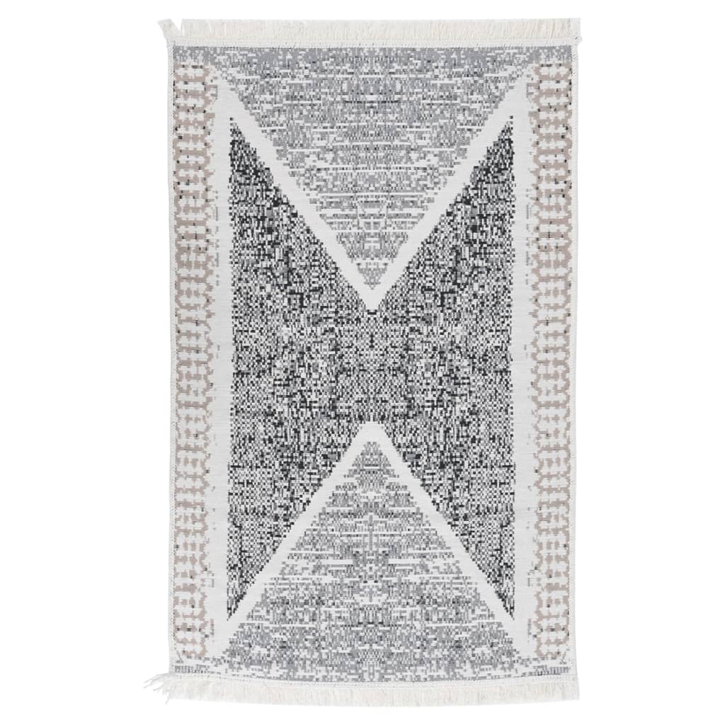 Vidaxl Teppich 160x230 cm Baumwollschwarz und Grau