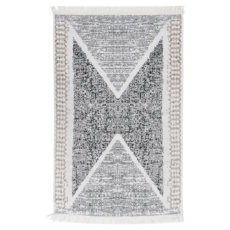 Vidaxl Teppich 160x230 cm Baumwollschwarz und Grau
